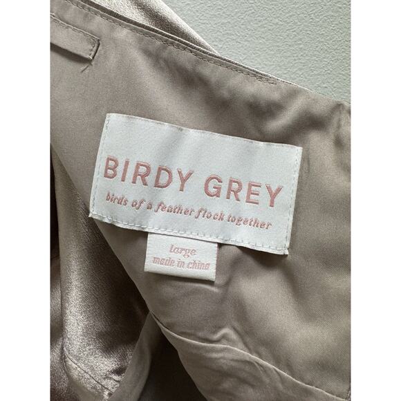 NWT Birdy Grey Monica Halter Satin Taupe Bridesmaid Formal Party Glam Maxi Gown - Picture 8 of 10